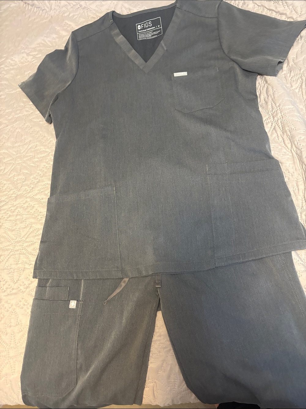 Figs Technical Collection Scrub Top in Dark Gray